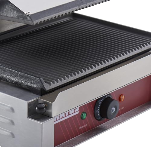 Kratos Commercial Electric Panini Sandwich Grill with Grooved Plates - size: Medium w/ Grooved Plates