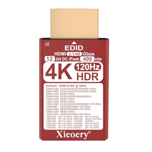 HDMI Dummy Plug 2.1 4K HDR EDID Emulator, 12-Bit Deep Color with 409 Nits Peak Brightness, Default 3840×2160@60Hz Virtual Display for Headless GPUs & - color: 4K/12-bit/409/nits (HDMI 2.1)/HDR, size: 1Pack
