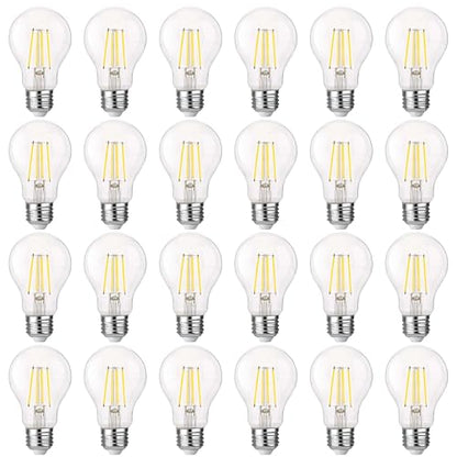 FLSNT A19 LED Light Bulb, 5000K Daylight, Clear Glass, 24 Pack - color: 60w Daylight, size: 24 Count (Pack of 1)