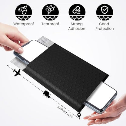 Fuxury Black Bubble Mailers 4x8" 100 Pack Waterproof Padded Envelopes - color: Black, size: 4×8" 100PC