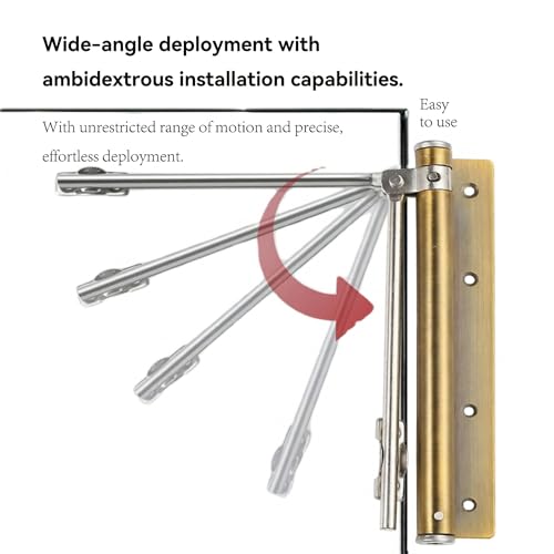 Automatic Door Closer, Adjustable Force and Speed, 120 lb, Gold - color: Satin Gold