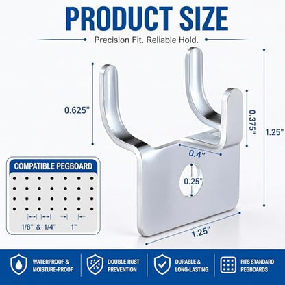 Tandefio 50 Pcs Pegboard Hooks, Picture Hangers for 1/8 & 1/4 in, Silver - color: Silver
