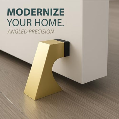 Mega Handles Curved Floor Door Stop Satin Brass (1-Pack) - Wall Protector - color: Satin Brass