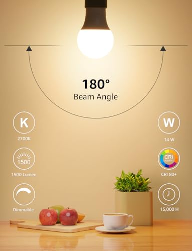Lepro A19 E26 Dimmable LED Light Bulbs 14W 1500 Lumen Soft White 6 Pack - color: Warm White