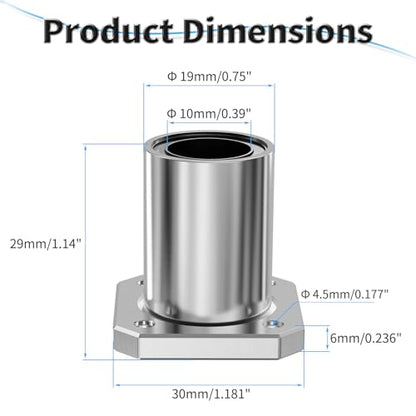 4 Pcs LMK10UU Square Flange Linear Ball Bearings, 10x19x29mm - size: LMK10UU