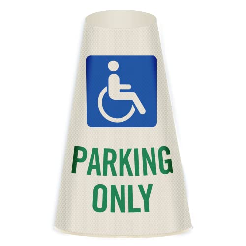 SmartSign “Handicapped Parking Only” Bright Reflective Cone Message Sleeve, [Cone Not Included] - color: Handicapped Parking Only, size: Pack of 1