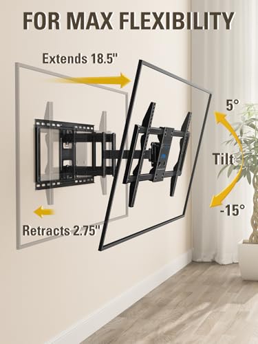 Mounting Dream TV Wall Mount TV Bracket for Most 42-90 Inch TV, Pre-Assembled Full Motion TV Mount with Articulating Arms, Max VESA 800x400mm 132 lbs. Loading, Fits 16", 18", 24" Studs, MD2298-XL - size: For 42"-90" TV, 24" Studs