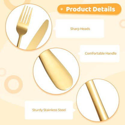 150 Pcs Gold Silverware Set, Includes 75 Forks and 75 Knives, Stainless Steel Flatware Set, Elegant and Sturdy Cutlery, Smooth Surface, Dinner Tableware, Ideal for Home, Restaurant - color: 150pcs gold