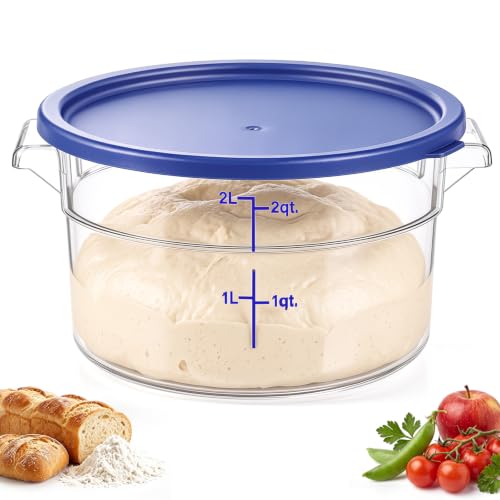 Ziliny 1 Pcs 2 Qt Dough Proofing Container with Lid and Blue Scale, Blue - color: Blue,Clear, size: 2 Qt