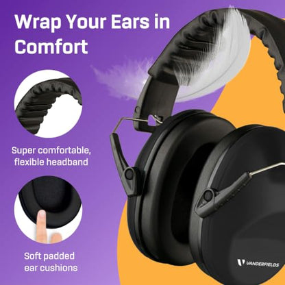 Kids Noise Canceling Headphones - 31 dB (2K Hz) - Ear Protection Earmuffs - color: 2 Pack - Black