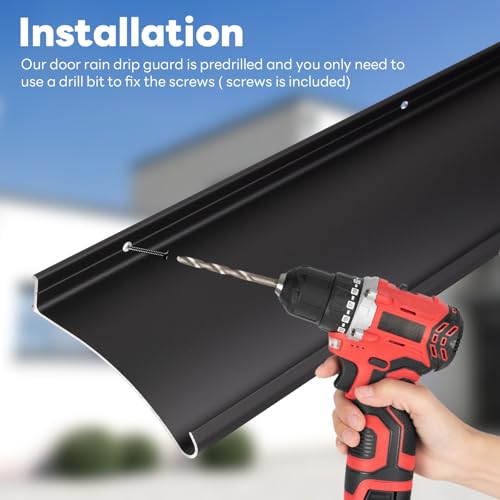 4" Extra-Wide Door Rain Drip Guard, 40" L Heavy Duty Aluminum Thickened Window Door Rain Deflector, Door Drip Cap, 0.8" Height Overhead Drip Edge (Black) - size: 40in-Black