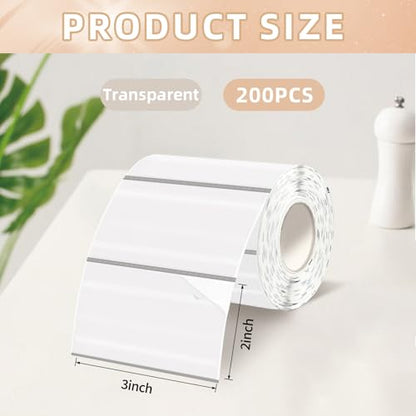 Starboling 3" x 2" Clear Thermal Labels,Self-Adhesive Rectangle Thermal Printer Sticker,for Price,Barcode,Mailing,Name - color: 2''x3''transparent, size: 2''x3''