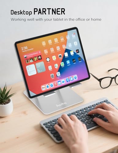 Aoviho Tablet Stand for Desk,Adjustable Tablet Holder,Silver - color: Silver