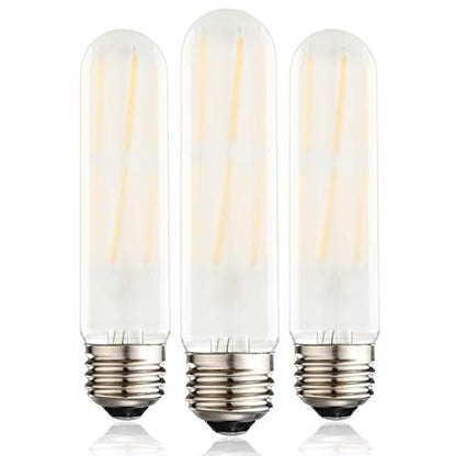 T10 Frosted LED Bulbs Warm White 2700K,Dimmable 6W LED Tubular Edison Bulbs 60 Watt Equivalent,600LM, E26 Medium Base Lamp Bulb for Desk Lamp, Pendant Lights. (3-Pack) - color: Frost-6w-2700k-3p
