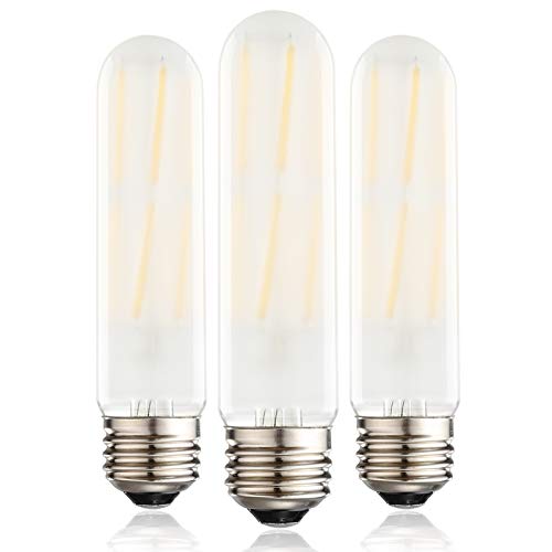 T10 Frosted LED Bulbs Warm White 2700K,Dimmable 6W LED Tubular Edison Bulbs 60 Watt Equivalent,600LM, E26 Medium Base Lamp Bulb for Desk Lamp, Pendant Lights. (3-Pack) - color: Frost-6w-2700k-3p