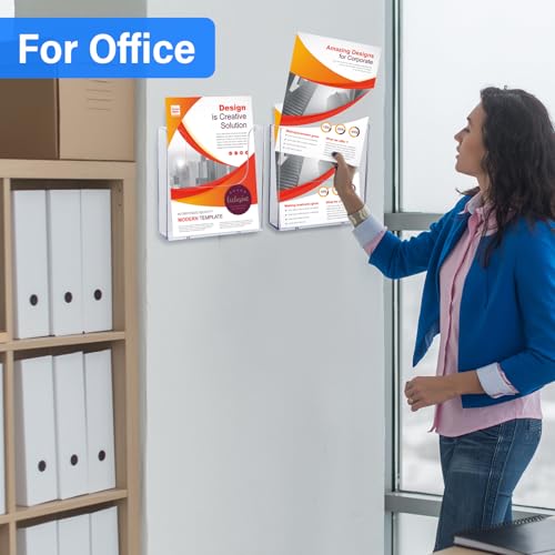 Ripeng 12 Pack 6 x 9 Inch Brochure Holder Wall Mount Clear Flyer Holder