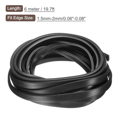 uxcell U Channel Edge Trim, 19.7ft Length Rubber Guard Seal Strip Edge Protector Flat Type Fit for 1.5-2mm Edge, (3/16" W x 7/16" H) Black - size: Fit 1.5-2mm x 19.7'L x 7/16"H x 3/16"W