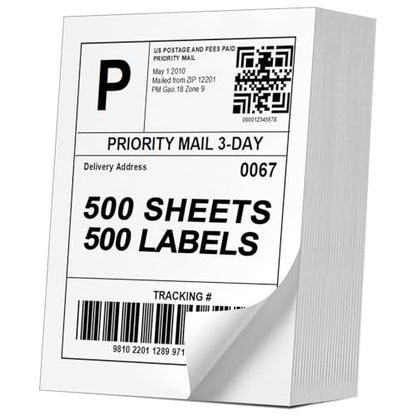 (500 Pcs/500 Sheets) A4 Full Sheet Self Adhesive Shipping Labels for Laser & Inkjet Printers, 8.5" x 11" Shipping Mailing Labels - color: Full Sheet - 500 Labels