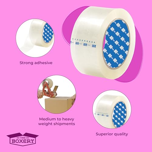 The Boxery 2" x 110 Yards Clear Packing Tape – 36 Roll Carton – Strong Industrial Grade Adhesive for Shipping, Moving & Packaging – Heavy Duty 2.2 Mil Box Sealing Tape - color: Clear, size: 2"x110 yds - 2.2 mil.