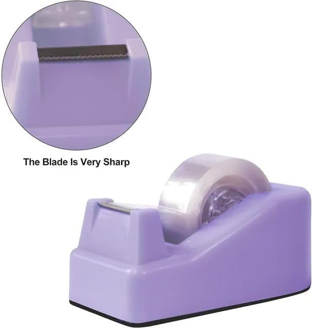 1 Pc Purple Cute Tape Dispenser Desk with Weighted Non-Skid Base, Heavy Duty Dispenser for Packaging in Office,Restaurant, Flower Shop, Scotch Tape Dispenser Desk