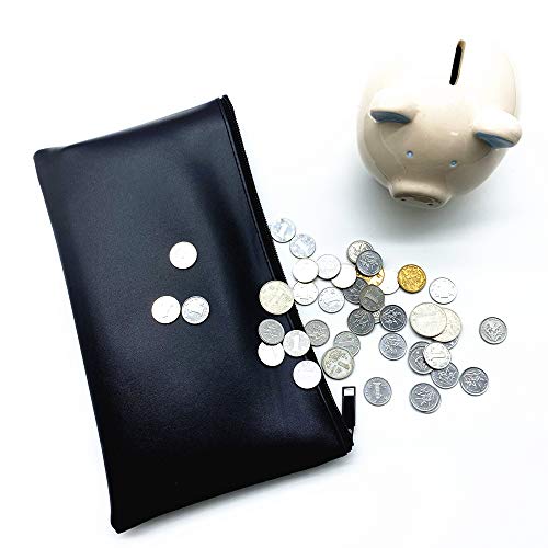 Zippered Security Bank Deposit Bag, by Better Office Products, PU Leather Cash and Coin Utility Pouch Bank Envelopes with Zipper (Deep green) - color: Deep green