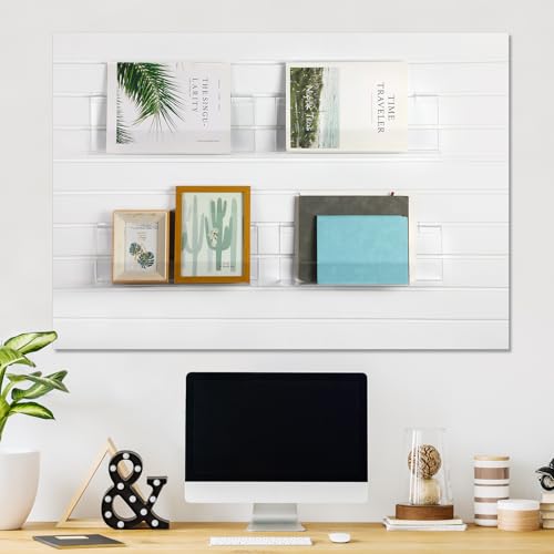 Briwooody Slatwall Shelf Acrylic Shelves, 15" Wide 3" Deep, Clear, 4 Pack - color: Clear, size: 15" Wide 3" Deep