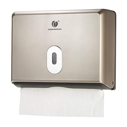 Commercial Paper Hand Towel Holder, Toilet Tissue Dispenser, Wall-Mounted Bathroom Tissue Dispenser Tissue Box Holder for Multifold Paper Towels (Champagne Gold) - color: Champagne Gold