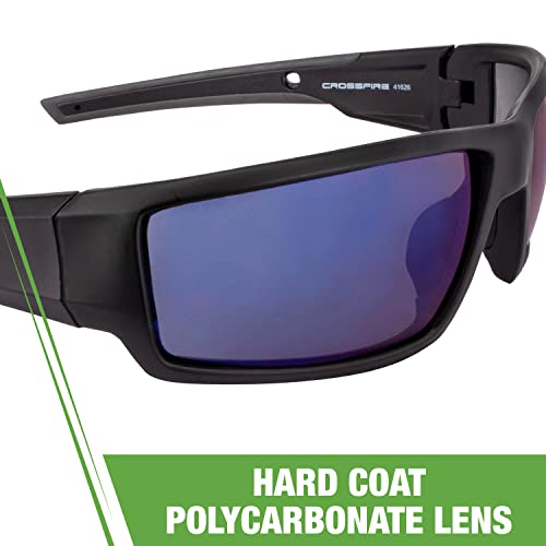 Crossfire Safety Glasses - color: Matte Black / Blue Mirror