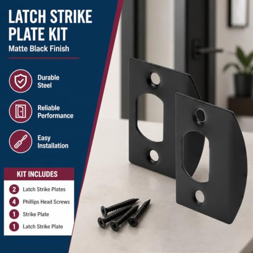 Prime-Line E 2793 Latch Strike Plate, Matte Black Finish (2 Pack) - color: Matte Black