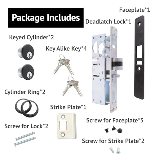 elox Narrow Stile Aluminum Door Mortise Deadlatch Lock Double Keyed Cylinder & 4 Keys, Handing Reversible, 1-1/2" Backset, in Bronze Duronodic Finish - color: DU