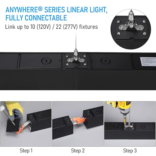 LEONLITE 2-Pack 4FT Linkable Anti Glare LED Linear Light, Louvered Lens
