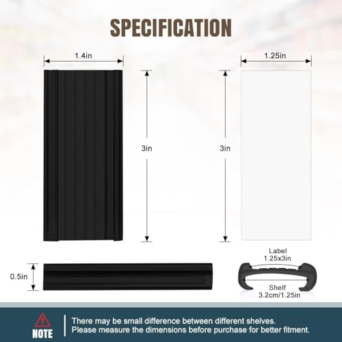 Lenink 30Pcs Wire Shelf Label Holders, Black Plastic Wire Rack Label Holder,Compatible with Metro 1-1/4in Shelves, Label Area 3in Lx1.25in H (Label Paper Insert Included) - color: Black, size: 3in