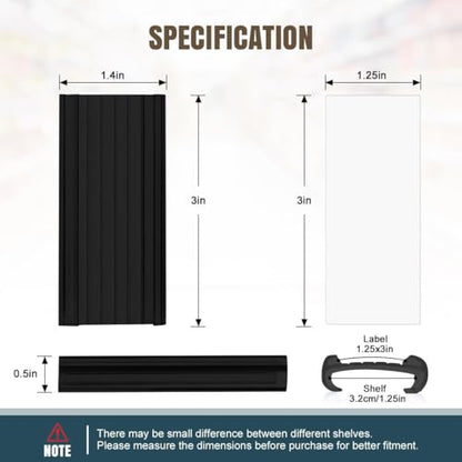 Lenink 30Pcs Wire Shelf Label Holders, Black Plastic Wire Rack Label Holder,Compatible with Metro 1-1/4in Shelves, Label Area 3in Lx1.25in H (Label Paper Insert Included) - color: Black, size: 3in