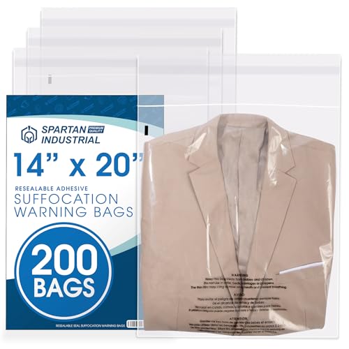 14” X 20” (200 Count) Self Seal Clear Poly Bags with Suffocation Warning - size: 14" X 20"