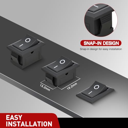 Nilight 10PCS Mini ON/Off Rocker Switch 2 Pin SPST - color: 10PCS Mini ON/Off Switch