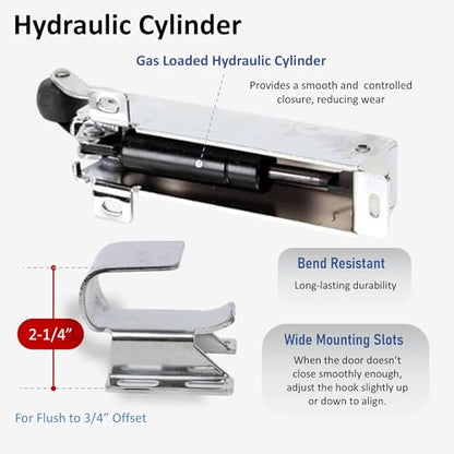 Awoco 1094 Hydraulic Door Closer, Exposed Mounting with 1094-X26 Adjustable Wide Hook (Flush to 3/4” Offset) for Walk-in Coolers/Freezers by Kason - style: Exposed closer with Flush to 3/4" Hook