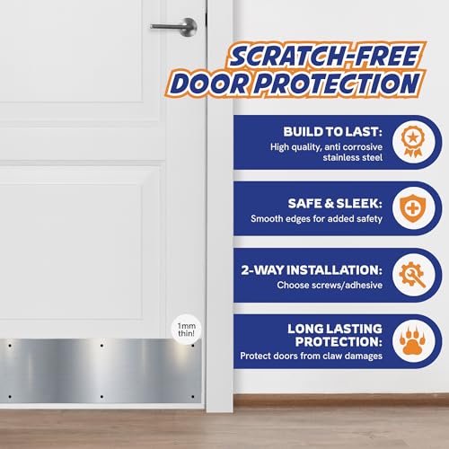 Panther Armor 8x30 in Silver Door Kick Plate, Dog Scratch Door Protector - color: Silver, size: Kick Plate [8x30in]