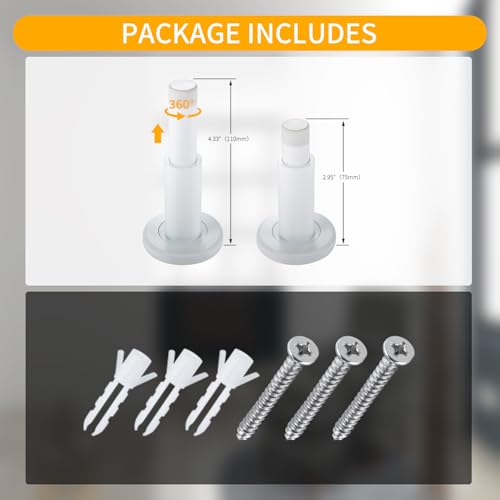 Door Stoppers - Heavy-Duty Adjustable Stoppers for Bottom, Top, and Wall of Door – Anti Break-in 304 Stainless Steel Door Stops with Rubber Buffers(White) - color: White-1PCS