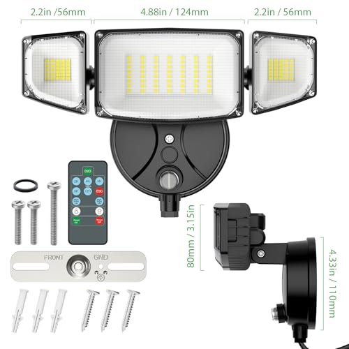 iMaihom Dusk to Dawn Outdoor Lighting, Plug in Flood Light, Remote, Black - color: Black