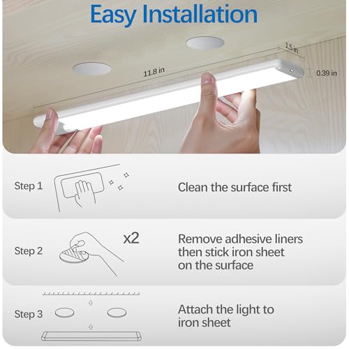 5-Pack Motion Sensor Under Cabinet Light, 3CCT, 11.8inch - color: White, size: 11.8 inch