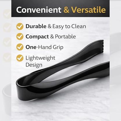 6" Black Mini Serving Tongs 30ct – Disposable Serving Tongs | Small PlasticTongs For Appetizers, Salad Bar, Buffet, Catering | PlasticTongs For Party, Finger Food, Restaurant Utensils In Bulk