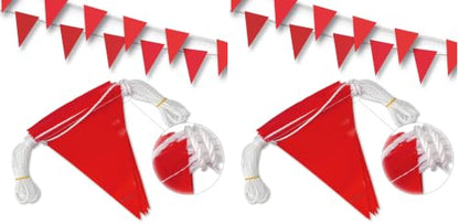 Caution Barricade Flags (102FT string) Warn of hazardous areas, traffic control.Marking construction sites, scaffolding, sporting events, private property. (Pack of 2) - color: Red, size: 7"x10"x102Ft (Pack of 2)