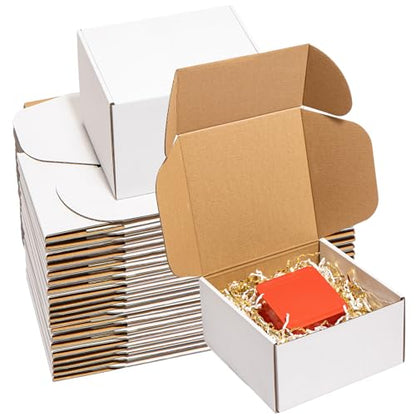 Wowxyz 8x8x4" Shipping Boxes 30 Pack White Corrugated Cardboard Mailing Box - size: 8x8x4"