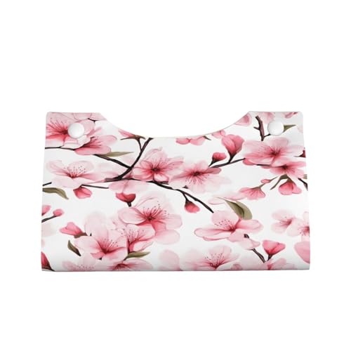 Tissue Box Cover Pink Japanese Floral Cherry Blossom Rectangle PU Leather Tissue Box Holder for Car Bathroom Bedroom Desk Tabletop Decor - color: Pink Japanese Floral Cherry Blossom