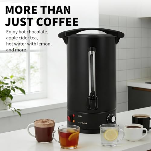 110 Cup Coffee Urn and Hot Beverage Dispenser, 16L/4.2Gal Commercial Coffee Maker, Quick Brew Stainless Steel Large Hot Coffee Dispenser for Party Buffet Catering - size: 16L/110Cups