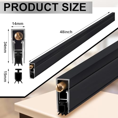 Yaocom 1 Pack 48" Automatic Door Sweep Aluminum Door Bottom Seal, Black - color: Black, size: 11/20 W X 48 L X 1-3/8 H