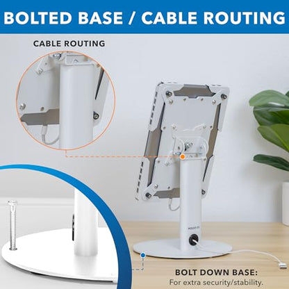 Mount-It! Universal Tablet Countertop Stand, Secure Kiosk Mount, White - color: White
