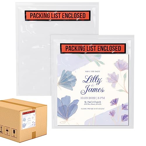 ABC Packing List Enclosed Pouches 4 x 5 Inch. 1000 Pack Clear, Red & Black 2 Mil Polyethylene Slip Envelope Pouches. Self Seal List Envelopes. Packing List Invoice Enclosed Envelopes