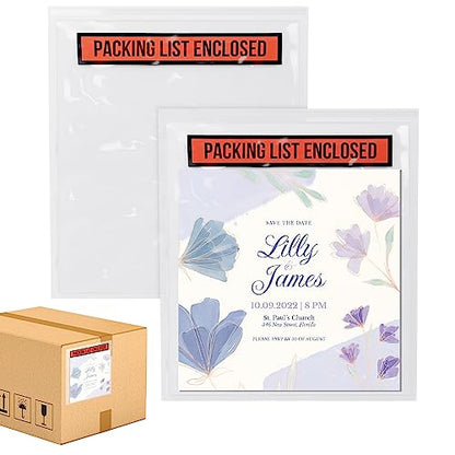ABC Packing List Enclosed Pouches 4 x 5 Inch. 1000 Pack Clear, Red & Black 2 Mil Polyethylene Slip Envelope Pouches. Self Seal List Envelopes. Packing List Invoice Enclosed Envelopes