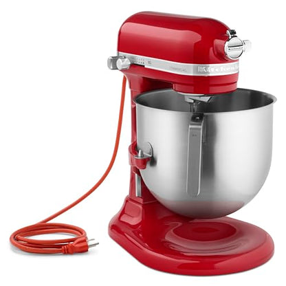 KitchenAid NSF Certified Commercial Series 8-Qt Bowl Lift Stand Mixer - KSM8990 - color: Empire Red, style: No Bowl Guard
